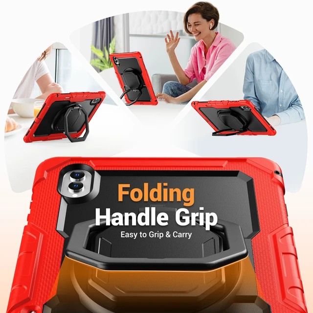 Alt view image 2 of 7 - Case for Samsung Galaxy Tab S12 Ultra / S11 Ultra 14.6 inch 2026 2025, Shockproof Protective Cover with Screen Protector, Pencil Holder, 360° Rotate Hand Strap & Stand, Shoulder Strap Red