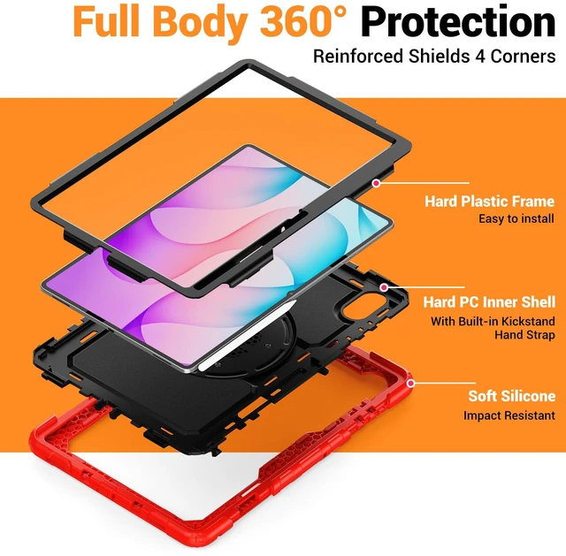 Alt view image 7 of 7 - Case for Samsung Galaxy Tab S12 Ultra / S11 Ultra 14.6 inch 2026 2025, Shockproof Protective Cover with Screen Protector, Pencil Holder, 360° Rotate Hand Strap & Stand, Shoulder Strap Red
