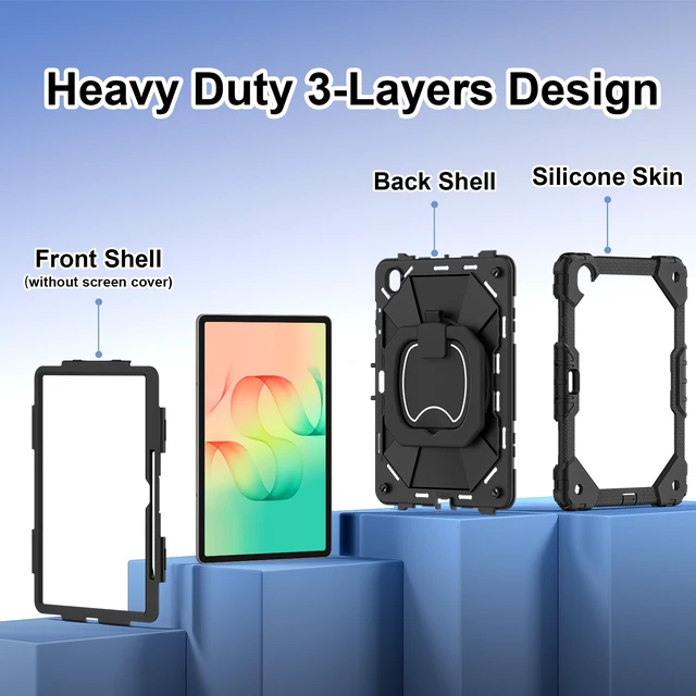 Alt view image 7 of 7 - Case for Samsung Galaxy Tab S12 Plus 12.6 inch 2026, Shockproof Heavy Duty Full Body Protective Cover with Hand Strap & Kickstand, Shoulder Strap, S Pen Holder