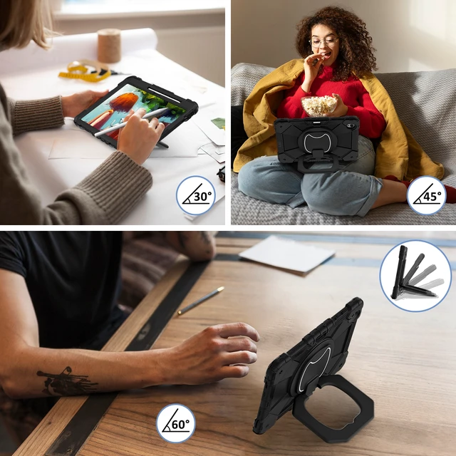 Alt view image 4 of 7 - Case for Samsung Galaxy Tab S12 Plus 12.6 inch 2026, Shockproof Heavy Duty Full Body Protective Cover with Hand Strap & Kickstand, Shoulder Strap, S Pen Holder