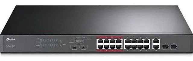 Alt view image 20 of 20 - TP-Link 16 Port 10/100Mbps Fast Ethernet PoE Switch | 16 PoE+ Ports @194W, w/ 2 Uplink Gigabit Ports + 2 Combo SFP Slots | Plug & Play | Lifetime Protection | Extend Mode | Priority Mode (TL-SL1218MP)