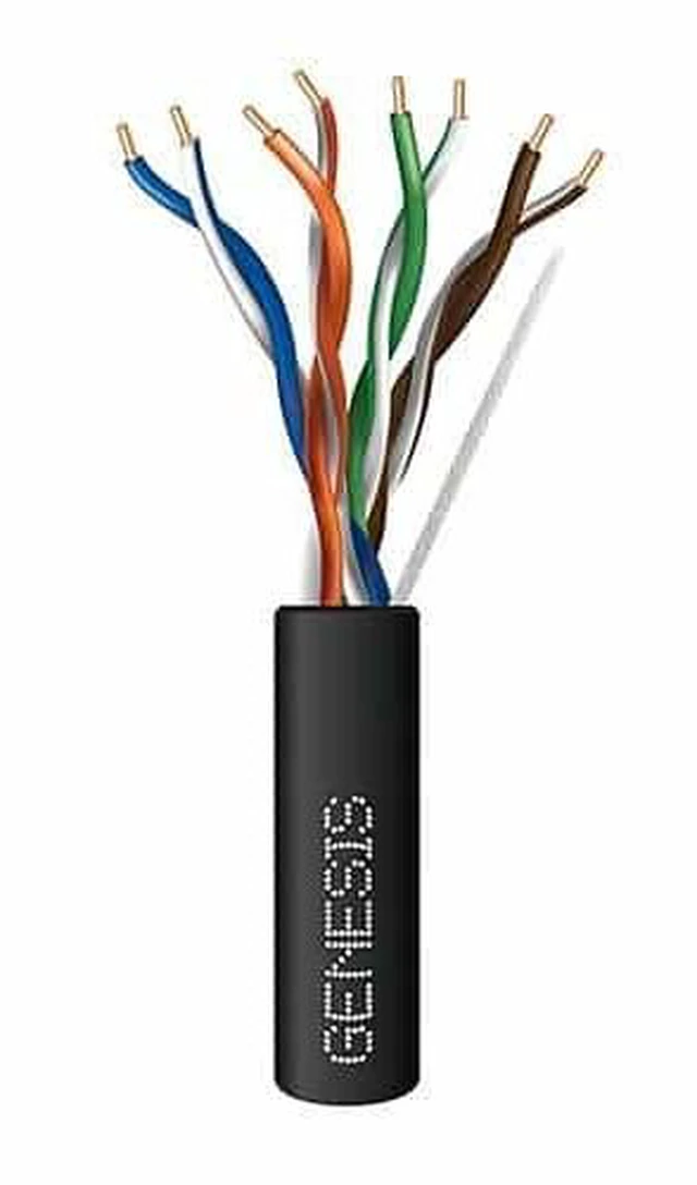 Main image of Genesis 63611108 CAT6 Plenum Cable, 23/4 Solid BC, Unshielded, UTP, CMP, FT6, 1000' (304.8m), REELEX Pull Box, Black
