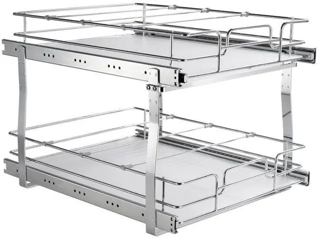 Main image of 2 Tier 20"W x 21"D Pull Out Cabinet Organizer, Heavy Duty Slide Out Pantry Shelves, -Plated Steel Roll Out Drawers, Sliding Drawer Storage for Inside Kitchen Cabinet, Under Sink 20W×21D×15H inches