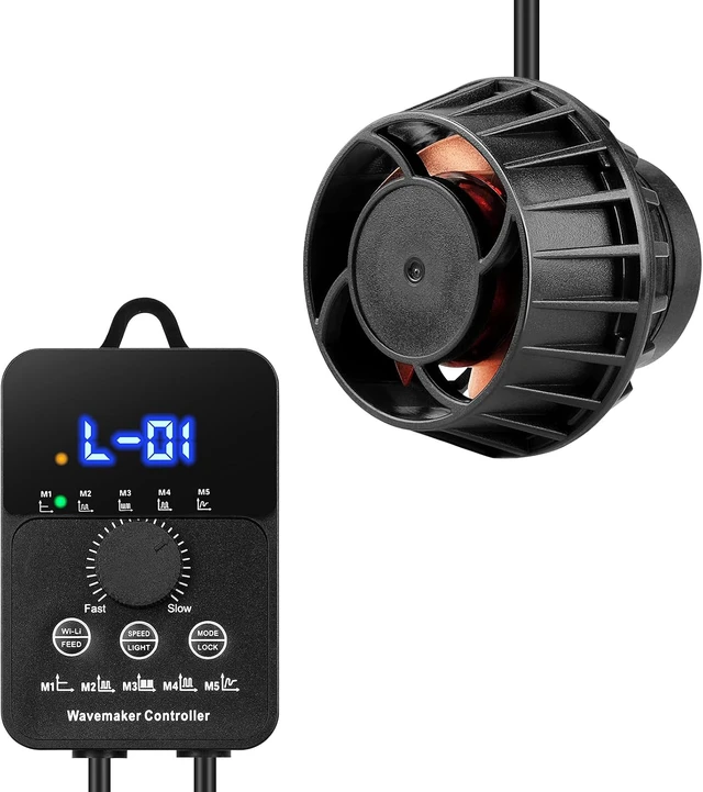 Main image of 2100GPH Aquarium Wave Maker with Controller Mini DC 24V 12W with Magnetic Mounting, Wavemaker with LED Display for 50 to 100 Gallon Tank