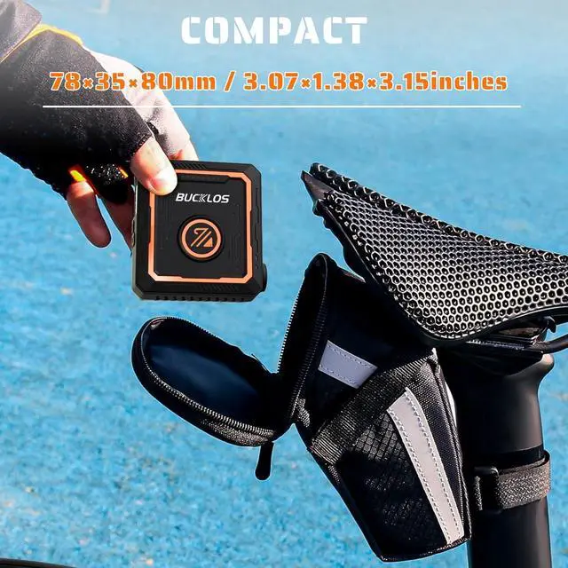 Alt view image 3 of 7 - Mini Bike Pump Electric Portable Max 150PSI with Digital Pressure Gauge, Tiny Bicycle Tire Auto Stop, Rechargeable Air Pumps, Presta and Schrader Valve for Road Mountain Bike, E-Bike  Black+Orange -