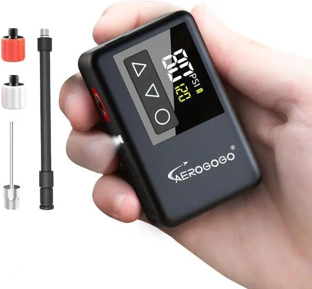 Main image of 120 PSI Rechargeable Mini Bike Pump, Bicycle Pump with Digital Pressure Gauge, 3.8oz Portable Air Tire Inflator, Mountain,Presta & Schrader Valves,Preset Auto Shut Off Black -