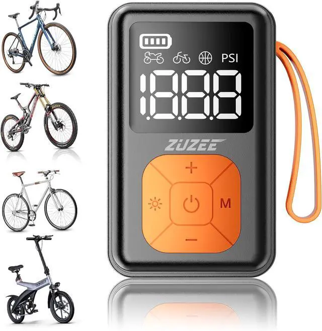 Main image of Mini Bike Pump, 150 PSI Portable Bicycle Pump with Gauge, 3X Faster & Auto Stop Brushless Motor, Electric Tire Presta and Schrader Valve for Road Bike, MTB, Motorcycle, Ball,etc Black&Orange -