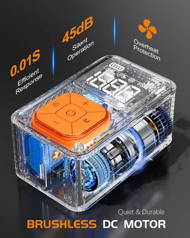 Alt view image 4 of 7 - Mini Bike Pump, 150 PSI Portable Bicycle Pump with Gauge, 3X Faster & Auto Stop Brushless Motor, Electric Tire Presta and Schrader Valve for Road Bike, MTB, Motorcycle, Ball,etc Black&Orange -