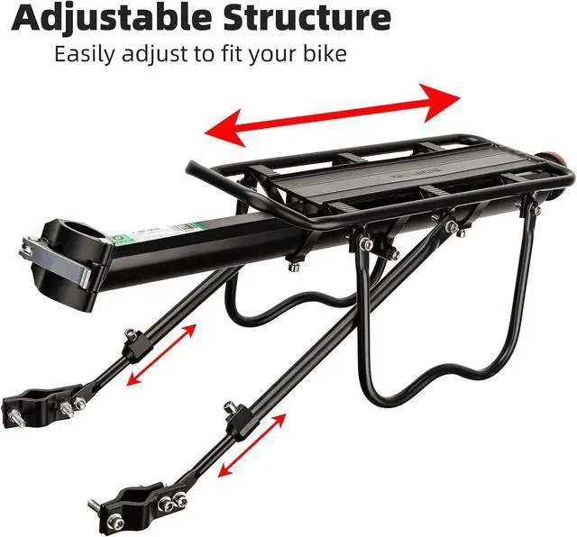 Alt view image 2 of 7 - Rear Bike Rack Quick Release Cargo Luggage Mountain Loads165lbs Capacity Black -
