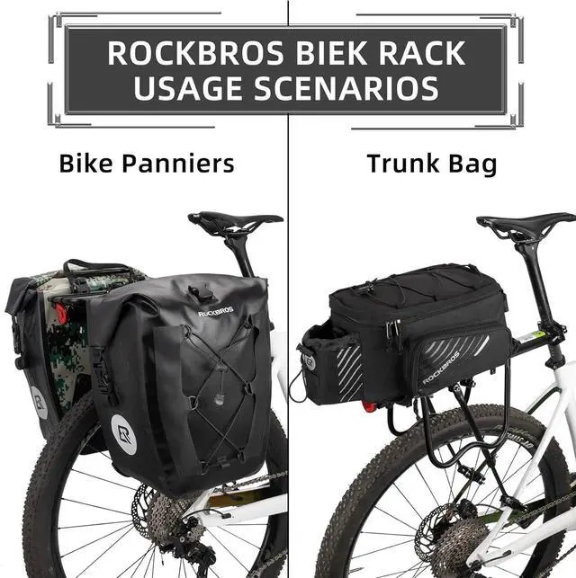 Alt view image 3 of 7 - Rear Bike Rack Quick Release Cargo Luggage Mountain Loads165lbs Capacity Black -