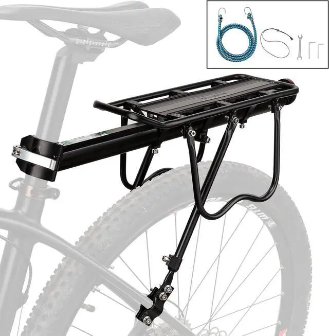 Alt view image 7 of 7 - Rear Bike Rack Quick Release Cargo Luggage Mountain Loads165lbs Capacity Black -