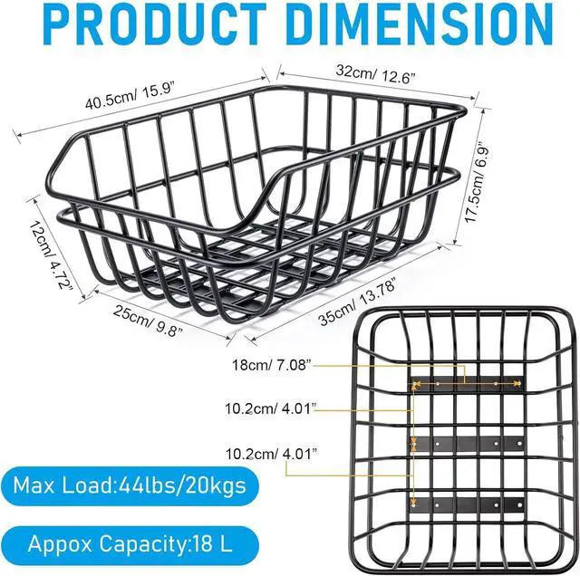 Alt view image 5 of 7 - Rear Bike Basket - Bicycle with Cargo Net and Waterproof Cover Mount Aluminium Large Capacity BK