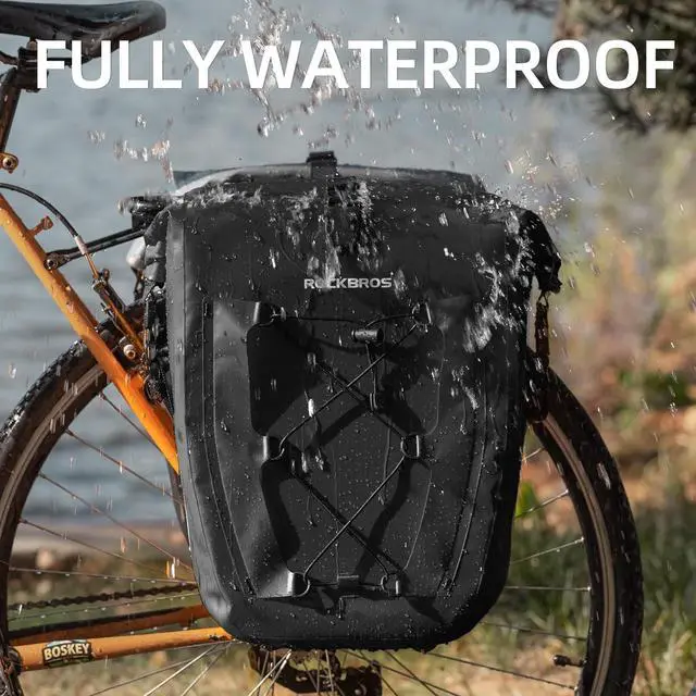 Alt view image 2 of 7 - Bike Panniers Waterproof Rear Rack Bag Max 30L Large Capacity for Cycling Traveling Commuting  Black*2