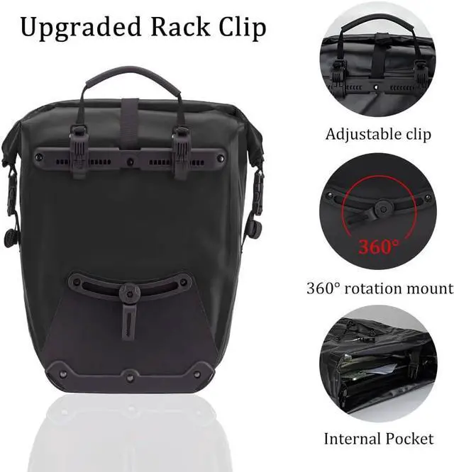 Alt view image 6 of 7 - Bike Panniers Waterproof Rear Rack Bag Max 30L Large Capacity for Cycling Traveling Commuting  Black*2