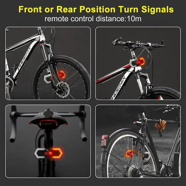 Alt view image 2 of 7 - 4 Pcs Bike Turn Signals Front and Rear, USB Rechargeable Bicycle with Horn, Wireless Waterproof Rear Light 120 DB Horn for Road Bicycle, Ebike, Scooter Black -