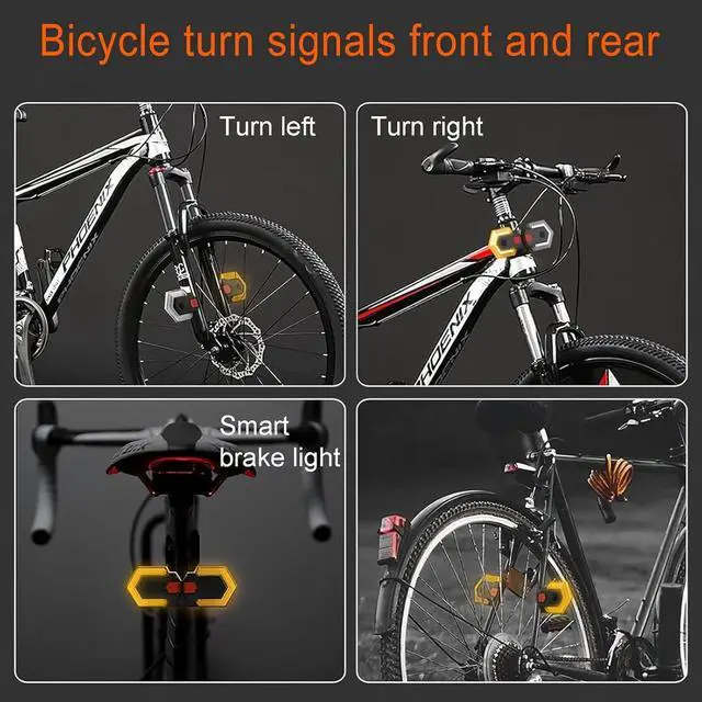 Alt view image 2 of 7 - Bike Turn Signals Front and Rear, USB Rechargeable Tail Light with Bicycle Horn, Wireless Waterproof Rear for Road Cycling Safety Black -