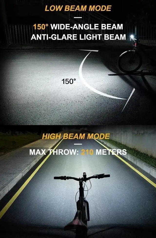 Alt view image 2 of 7 - DLite1800 Bike Lights for Night Riding 1800LM Dual Light Source System,Super Bright Front Bicycle Waterproof Headlight Mountain,Road,Commuter Cycling -Fits All Bikes Black -