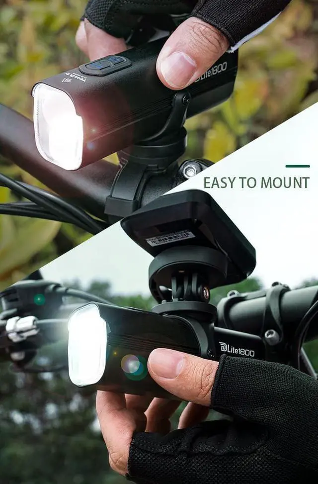 Alt view image 4 of 7 - DLite1800 Bike Lights for Night Riding 1800LM Dual Light Source System,Super Bright Front Bicycle Waterproof Headlight Mountain,Road,Commuter Cycling -Fits All Bikes Black -