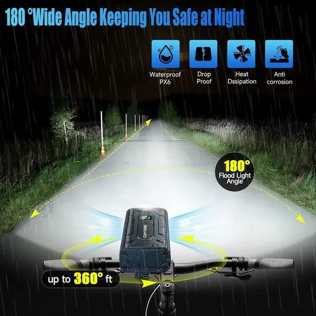 Alt view image 5 of 7 - 2025 New Super Bright Bike Lights for Night Riding,High Lumen 6 LED Aluminum 360°Rotatable Headlight,10 Modes Bicycle Light Taillight,Runtime 48+ hrs,Waterproof Safety USB Rechargeable blue -