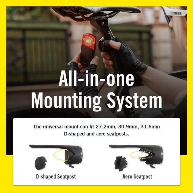 Alt view image 6 of 6 - GARDIA R300L Cycling/Bike Radar with Tail Light, Visual and Audible Alerts for Vehicles up to 207 Yards Away, IPX7 Waterproof, Viewing Angle 220°, Support APP Display Black Red -