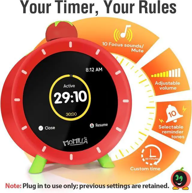 Alt view image 5 of 7 - Alarm Clock with Colorful LCD Display, 4 Loud Clocks for Heavy Sleepers, Visual Timer White Noise, Cute Small Beside Digital Clock, Gifts Kids Girls Adults, Bedrooms Kitchen Red -