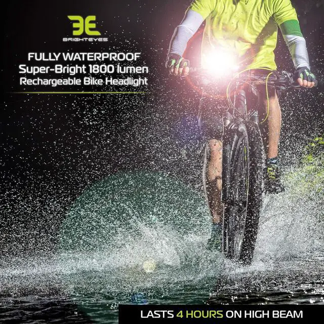 Alt view image 3 of 7 - 1800 Lumen Bicycle Light Set - The Stamina Super Bright Headlight w/Quad Cree Technology and Weight Military Grade Nylon Shell Free USB Rechargeable Taillight White, Red, Black