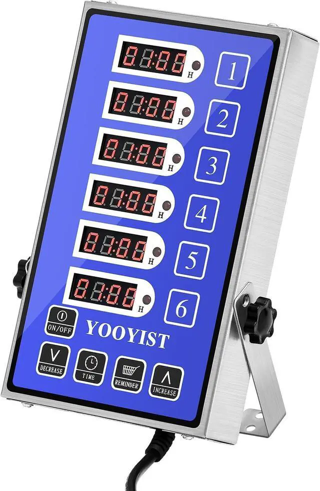 Main image of Kitchen Timers for Cooking  6 Channel Commercial Timer Restaurant Supplies Stainless Steel LED Technology Digital Reminder Function, Loud Alarm, Blue  -