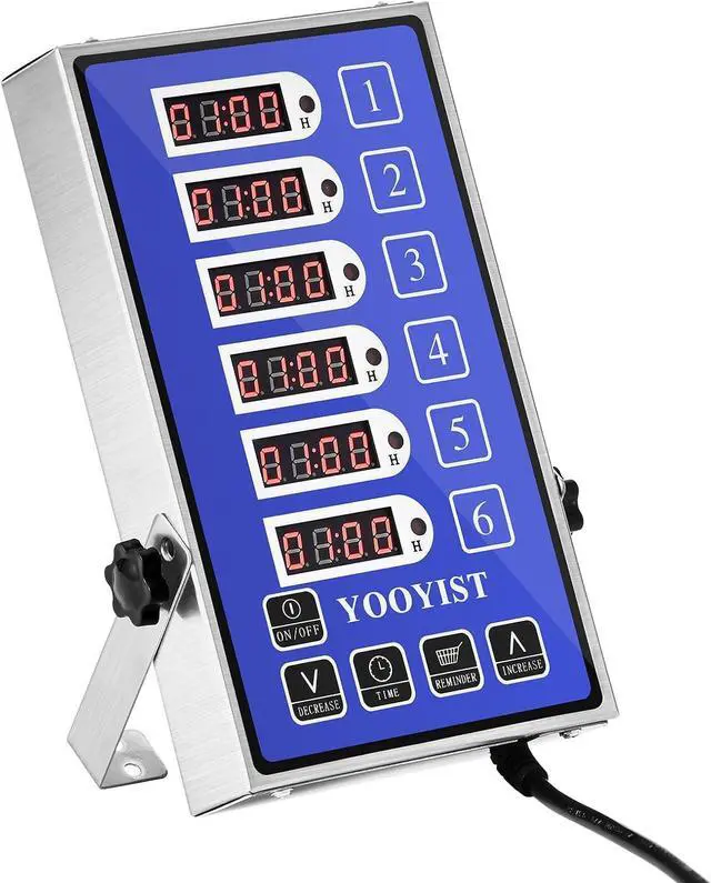 Alt view image 2 of 5 - Kitchen Timers for Cooking  6 Channel Commercial Timer Restaurant Supplies Stainless Steel LED Technology Digital Reminder Function, Loud Alarm, Blue  -
