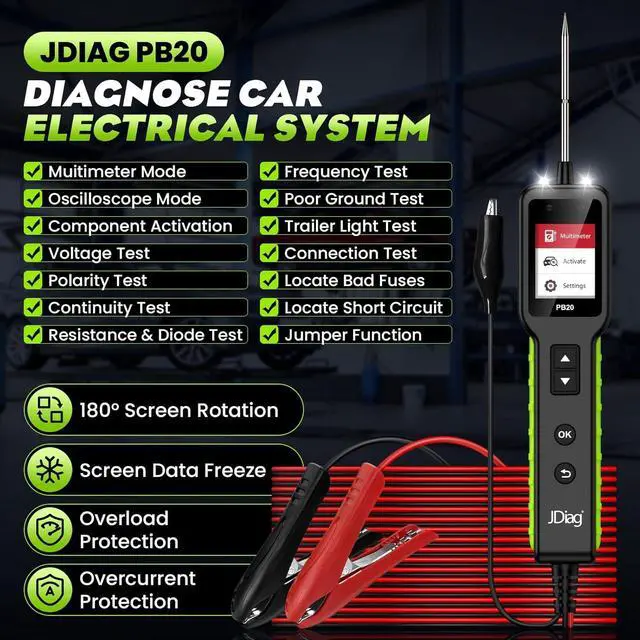Alt view image 2 of 7 - Automotive Circuit Tester 0-80V DC, 12V 24V Digital Multimeter with Waveform Display, Buzzer, Flashlight, Short Finder, Continuity Tester, Voltage Tester for Diagnostic, Activating Components