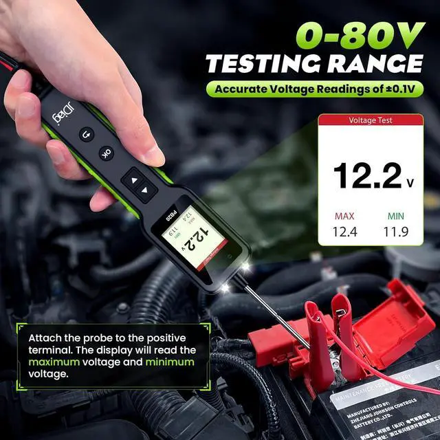 Alt view image 3 of 7 - Automotive Circuit Tester 0-80V DC, 12V 24V Digital Multimeter with Waveform Display, Buzzer, Flashlight, Short Finder, Continuity Tester, Voltage Tester for Diagnostic, Activating Components