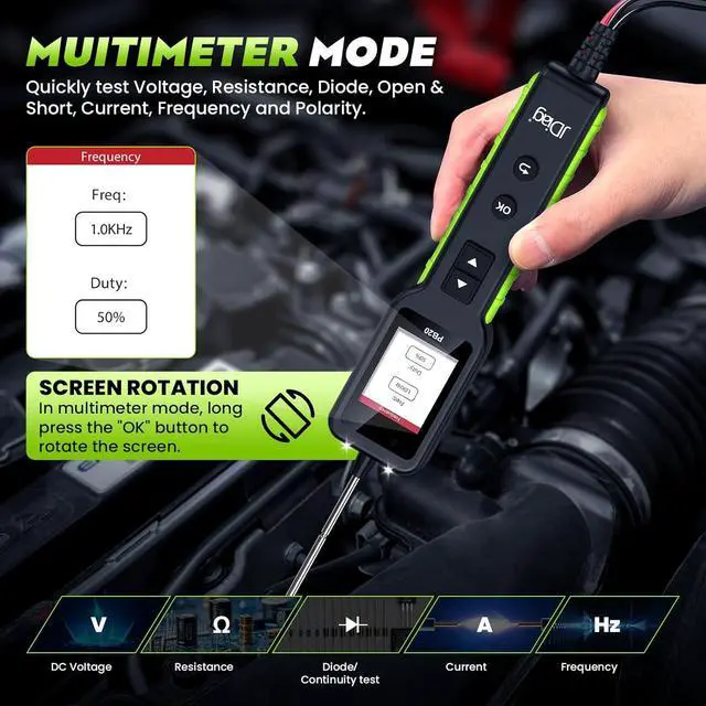 Alt view image 4 of 7 - Automotive Circuit Tester 0-80V DC, 12V 24V Digital Multimeter with Waveform Display, Buzzer, Flashlight, Short Finder, Continuity Tester, Voltage Tester for Diagnostic, Activating Components