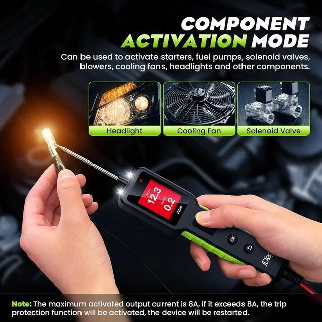 Alt view image 5 of 7 - Automotive Circuit Tester 0-80V DC, 12V 24V Digital Multimeter with Waveform Display, Buzzer, Flashlight, Short Finder, Continuity Tester, Voltage Tester for Diagnostic, Activating Components