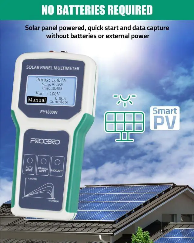 Alt view image 4 of 7 - 1800W Solar Panel Tester Photovoltaic Multimeter, Troubleshooting Tool with Sm MPPT Display, Upgraded Measu Range (5~1800W, 20~120V, 0~60A) for Solar PV Panel Testing and Data Analysis