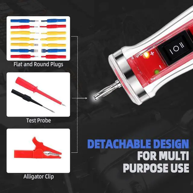 Alt view image 4 of 6 - Power Circuit Probe Tester Kit, LCD Digital Automotive Test Light with Voltmeter, 18PCS Multi Function Auto Fuse Voltage Continuity Current Electric Tests Tool Black Carrying Case Red -