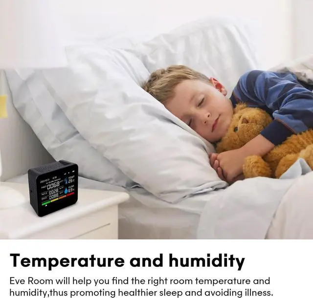 Alt view image 5 of 7 - 9-in-1 Indoor Air Quality Monitor: Detects PM2.5, PM1.0, PM10, CO2, CO, TVOC, HCHO, Temperature & Humidity for Home, Office, School Hotel -