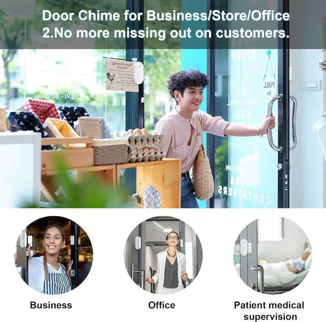 Alt view image 4 of 7 - Door Sensor Chime for Opens, Business/Home/Office/Store, 500 FT Range, 26 Chimes, 5 Adjustable Volume, 3 Sensors + 2 Receivers White  Receiver