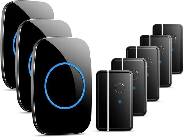 Main image of Door Chime When Opens, FullHouse Sensor Wireless Entry Alarm with 1000ft Range, 60 Chimes and 5 Volume Levels for Business/Store/Home/Office  Black + 3 Receiver