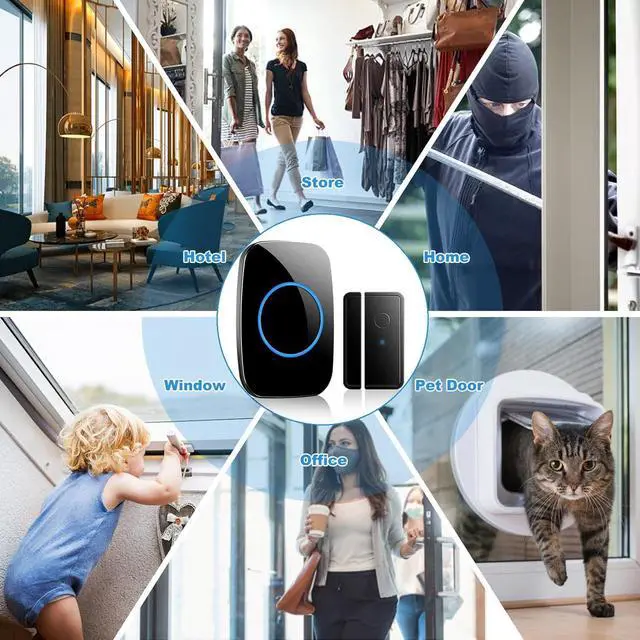 Alt view image 4 of 6 - Door Chime When Opens, FullHouse Sensor Wireless Entry Alarm with 1000ft Range, 60 Chimes and 5 Volume Levels for Business/Store/Home/Office  Black + 3 Receiver