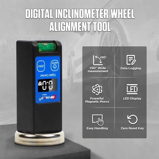 Alt view image 2 of 7 - Universal Digital Caster Camber Gauge -  Magnetic LCD Wheel Alignment Tool Kit for Car Truck RV SUV Alignmen