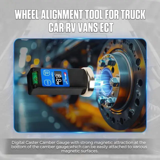 Alt view image 4 of 7 - Universal Digital Caster Camber Gauge -  Magnetic LCD Wheel Alignment Tool Kit for Car Truck RV SUV Alignmen