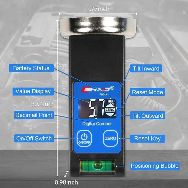 Alt view image 6 of 7 - Universal Digital Caster Camber Gauge -  Magnetic LCD Wheel Alignment Tool Kit for Car Truck RV SUV Alignmen