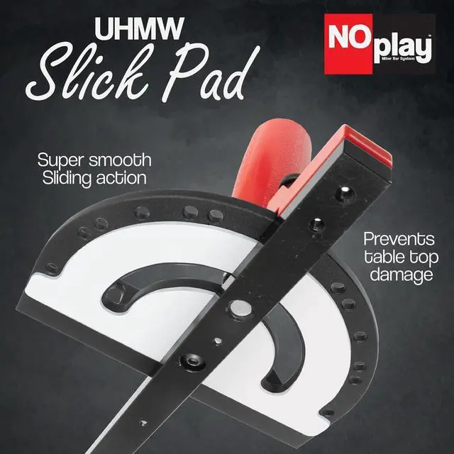 Alt view image 4 of 7 - Miter Gauge 2000 SE HDF NoPlay Expandable Glides Steel Bar for 3/4 x 3/8 Inches, Slot UHMW Slick Base Pad, Protractor Style Head 13 Positive Stops, Aluminum Dual 45 Degree -  & Fence