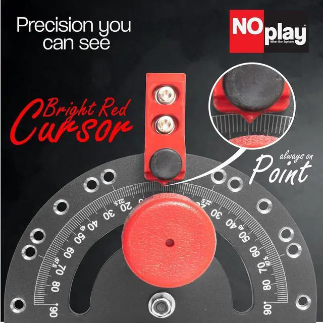 Alt view image 5 of 7 - Miter Gauge 2000 SE HDF NoPlay Expandable Glides Steel Bar for 3/4 x 3/8 Inches, Slot UHMW Slick Base Pad, Protractor Style Head 13 Positive Stops, Aluminum Dual 45 Degree -  & Fence