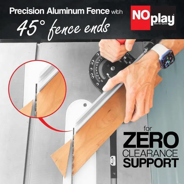 Alt view image 7 of 7 - Miter Gauge 2000 SE HDF NoPlay Expandable Glides Steel Bar for 3/4 x 3/8 Inches, Slot UHMW Slick Base Pad, Protractor Style Head 13 Positive Stops, Aluminum Dual 45 Degree -  & Fence