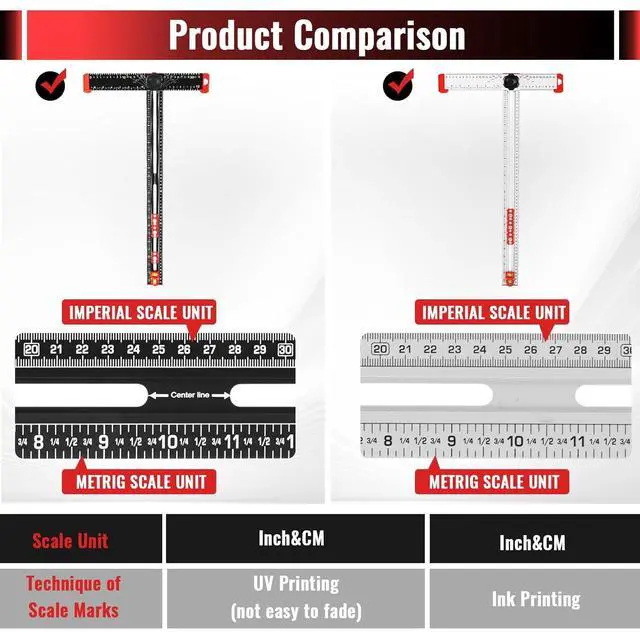 Alt view image 2 of 6 - 4 in 1 Drilling Positioning Ruler, 23.5in/59.7cm Adjustable T-Square, Multi Angle Measuring Cabinet Hardware Jig, Drawer Door Hole Template (Black)  Black -
