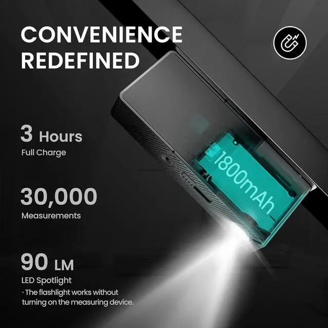 Alt view image 6 of 7 - Laser Measuring Tool with Visual Aligning Indicator,  330Ft Professional Measurement IPS Touchscreen,P2P, Live Angle Display, APP Sync Tape Measure Black -