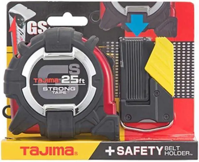Alt view image 7 of 7 - Tape Measure - 25 ft x 1-1/16 inch GS-Lock Measuring with Shock Resistant Case & Safety Clip Holder GSSF-25BW Black-Red  7.6 m