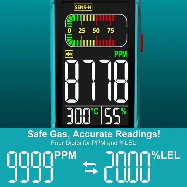 Alt view image 3 of 7 - Gas Leak Detector with Extended 15.7-Inch Gooseneck,PPM or%LEL Real-Time Concentration Display Portable Natural Tester Audible & Visual Alarm for Home and RV GD02 -