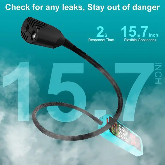 Alt view image 4 of 7 - Gas Leak Detector with Extended 15.7-Inch Gooseneck,PPM or%LEL Real-Time Concentration Display Portable Natural Tester Audible & Visual Alarm for Home and RV GD02 -