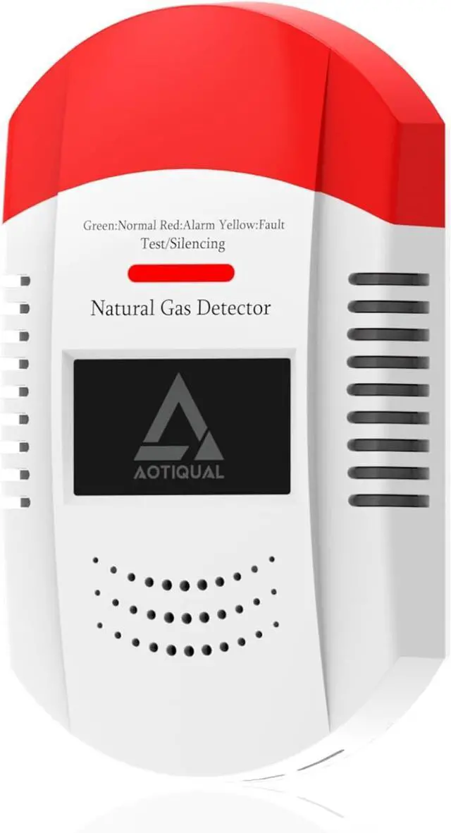Main image of Natural Gas Detector CH4/Propane/Methane - Portable Leak Alarm with LED Light & Audible Alert, 100% Battery-Powered Monitor for Home, RV, Kitchen, Apartment Safety (Battery Included) White